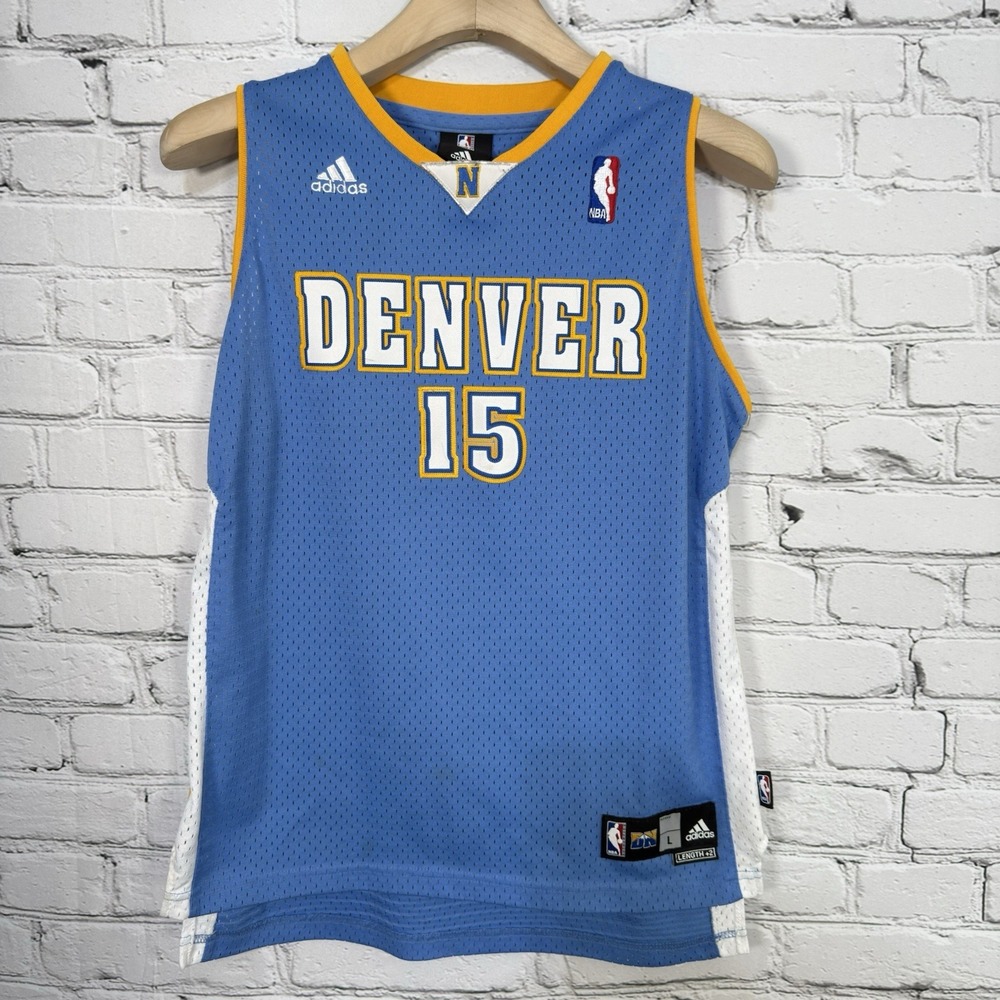Adidas Denver‎ Nuggets Carmelo Anthony #15 Jersey Youth Size L 14-16 Stitched +2